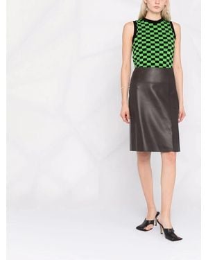 Ferragamo Slim Leather Midi Skirt - Brown
