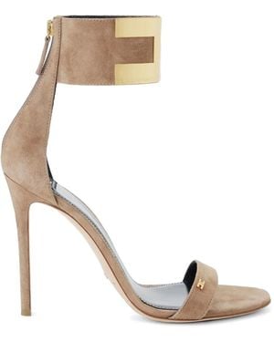 Elisabetta Franchi Ankle-Strap Jewel Logo Sandals - White