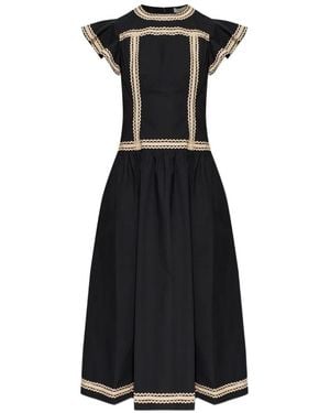 Ulla Johnson Ruffled-Trim Midi Dress - Black