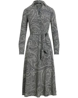 Ralph Lauren Paisley-Print Wrap Dress - Grey