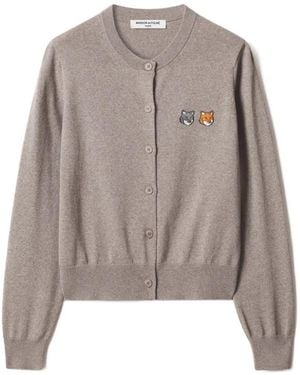 Maison Kitsuné Double Fox Head Cardigan - Brown