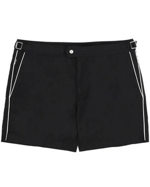 Tom Ford Nylon Swimsuit With Contrasting Piping And Side Straps - Black