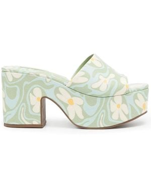 Larroude 90Mm Floral-Print Sandals - Green
