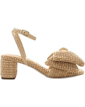 Loeffler Randall 635Mm Carm Bow-Detail Woven Block-Heel Sandals - Metallic