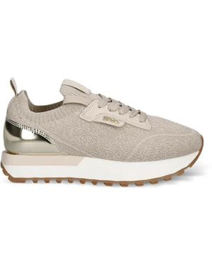 Liu Jo Glitter-Effect Metallic-Panel Sneakers - White