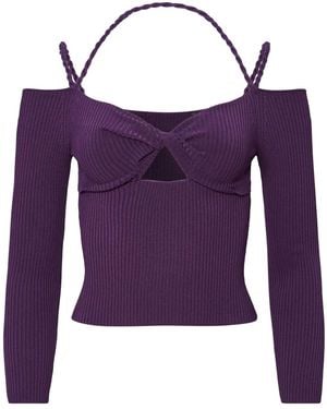 Altuzarra Odin Cut-Out Ribbed-Knit Top - Purple