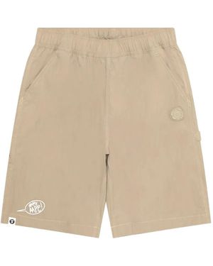 Aape By A Bathing Ape Logo-Patch Shorts - Natural
