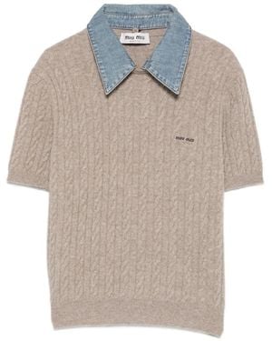 Miu Miu Pullover Mit Zopfmuster - Weiß
