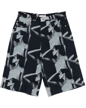 Wales Bonner Graphic-Print Denim Shorts - Blue