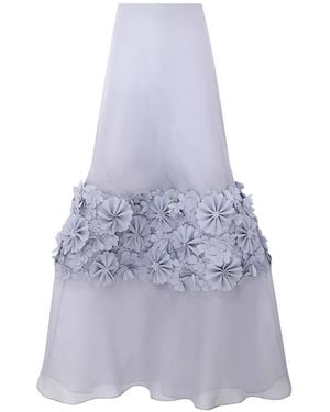 Zimmermann Floral-Appliqué Maxi Skirt - Wit