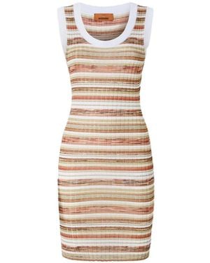 Missoni Striped Lamé-Knit Dress - White