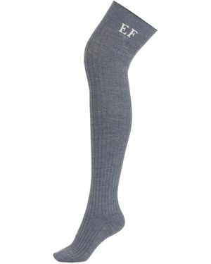 Elisabetta Franchi Stretch Wool Thigh-High Socks - Blue