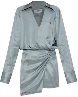 The Attico Wrap-Front Mini Dress - Blue