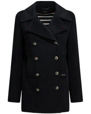 Saint James St Briac Double-Breasted Coat - Black