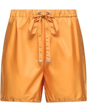 Moncler Logo-Patch Drawstring-Waist Shorts - Orange