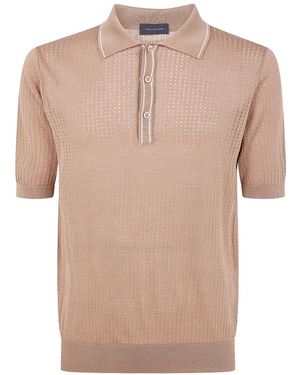 Tagliatore Pointelle-Knit Short-Sleeve Polo Shirt - Pink