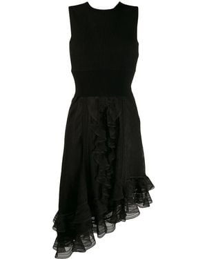 McQueen Asymmetrical Draped Knit Dress - Black