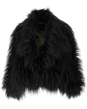 BB COUTURE Ice Long-Hair Lapel Coat - Black