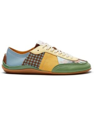 LILI CURIA Zola Patchwork Lace-Up Trainers - Green