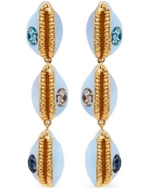 Oscar de la Renta Shell Crystal Drop Earrings - Metallic