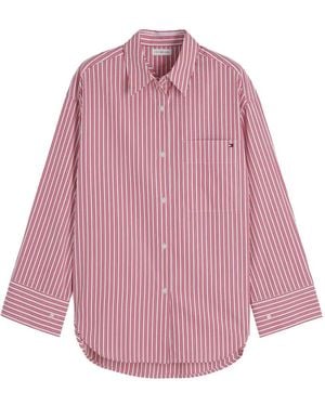 Tommy Hilfiger Vertical-Stripe Chest-Pocket Shirt - Pink