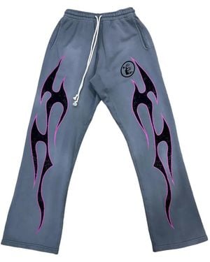 HELLSTAR Flame-Print Track Trousers - Blue