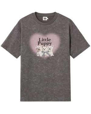 B+ AB Puppy-Print T-Shirt - Gray