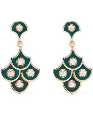 Selim Mouzannar Boucles D'Oreilles Pendantes Fish For Love En Or Rose 18Ct - Vert