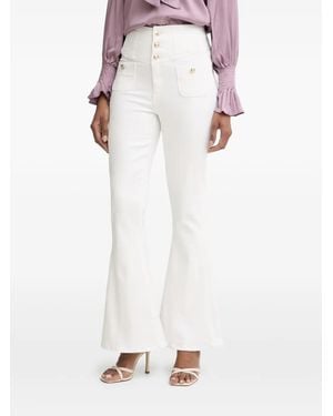 Guess Button-Embellished Flared Jeans - White