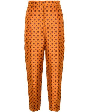 Alberto Biani Geometric-Print Tapered Pants - Orange