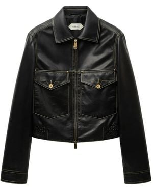 Versace Blouse Van Nappa Leer - Zwart