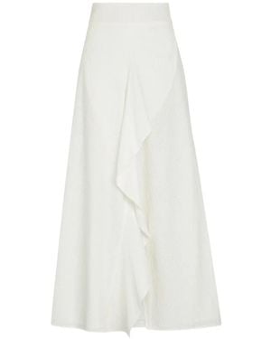 SKIIM Jodie ruffled midi skirt - Blanco