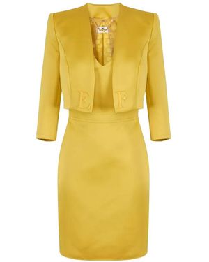 Elisabetta Franchi Padded-Shoulder Mini Dress - Yellow