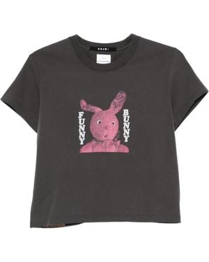 Ksubi Funny Bunny Graphic-Print Cut-Out T-Shirt - Black