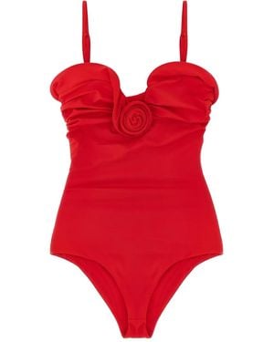 Magda Butrym Bañador con aplique de rosa - Rojo