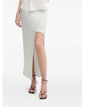 IRO Ribbed Side-Split Asymmetric Skirt - White