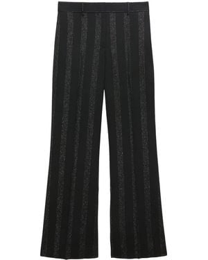 MSGM Striped Wide-Leg Trousers - Black