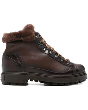 Santoni ファートリム デザートブーツ - ブラウン