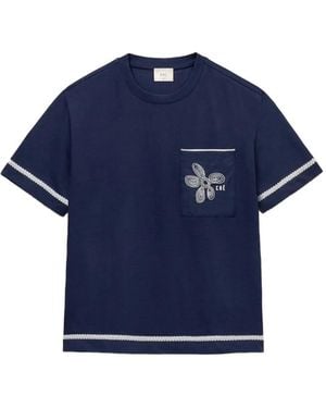 CHE Flores T-Shirt Met Geborduurde Zak - Blauw