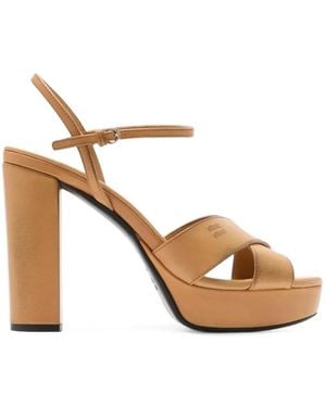 Miu Miu Cross-Strap Platform Sandals - White