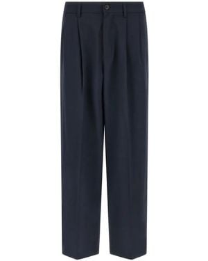 Department 5 Double Pleats Straight Trousers - Blue