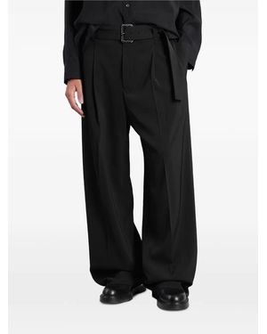 Emporio Armani Belted Pleated Trousers - Black