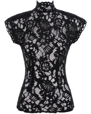 MANURI Amalie Floral-Lace Top - Black