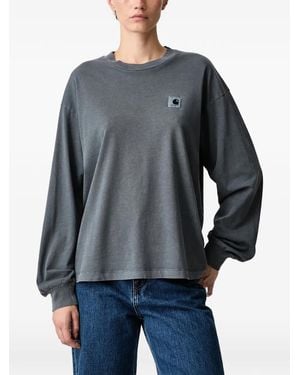 Carhartt Nelson Logo-Patch Long-Sleeve T-Shirt - Gray