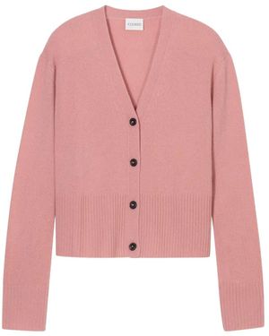 Closed V-Neck Wool Cardigan - Pink