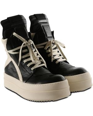 Rick Owens Mega Bumper Geobasket High-Top Paneled Sneakers - Black