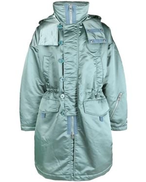 Etudes Studio Lutece Logo-Patch Hooded Coat - Blue