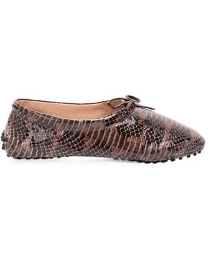 Alberta Ferretti Bow-Detail Ballet Flats - Brown