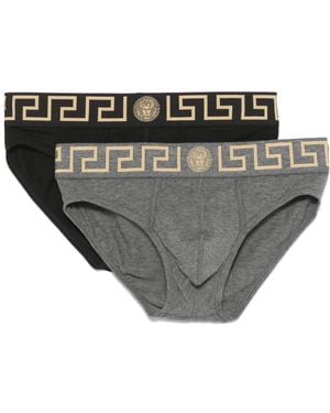 Versace Pack De Dos Calzoncillos Con Motivo Greca Border - Gris