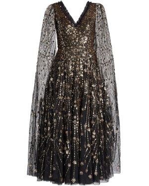 Needle & Thread Sequined Cape Dress - Black